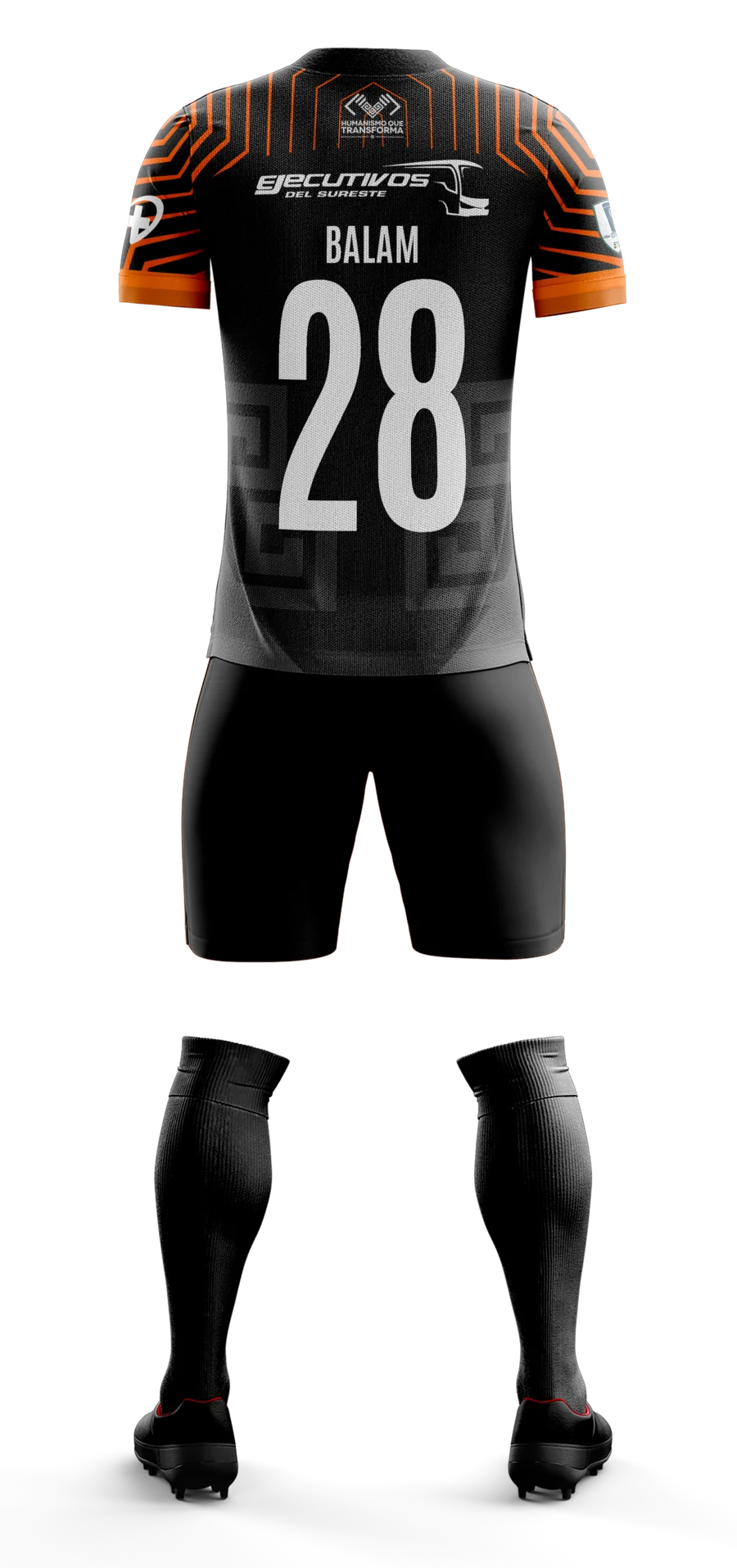 Uniforme local negro de Jaguares FC, vista posterior